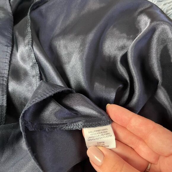 BCBG Max Azria Navy Silk Gold Sequin Gown Maxi Dress Size XS - Picture 7 of 7